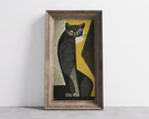 Inagaki Tomoo Black Cat Giclee Print: Vintage Japanese Art (2x1)