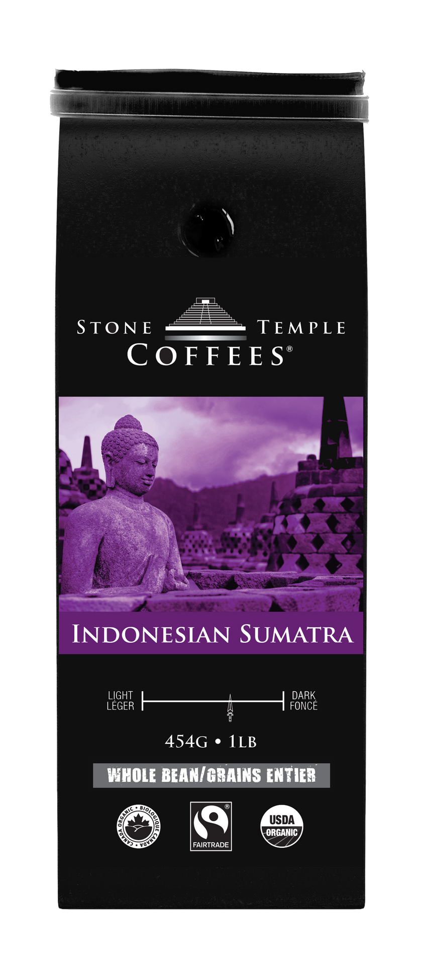 Indonesian Sumatra - Whole Bean, Medium Roast, Certified Organic OCIA/ Fairtrade Coffee, 1lb/454g