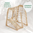Aire de jeux intérieure en bois pour enfants - 6 en 1 : aire de jeux + ensemble d'oscillations + toboggan