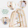 Aire de jeux intérieure en bois pour enfants - 6 en 1 : aire de jeux + ensemble d'oscillations + toboggan