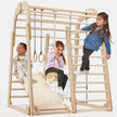 Aire de jeux intérieure en bois pour enfants - 6 en 1 : aire de jeux + ensemble d'oscillations + toboggan