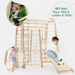 Aire de jeux intérieure en bois pour enfants - 6 en 1 : aire de jeux + ensemble d'oscillations + toboggan