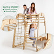 Aire de jeux intérieure en bois pour enfants - 6 en 1 : aire de jeux + ensemble d'oscillations + toboggan