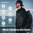 Men's Merino Wool 1/4 Zip Hoodie — Midweight