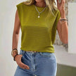 Ins Pleated Round Neck Sleeveless Vest Top For Women Summer Fashion New Casual Solid Color  Womens Clothing
