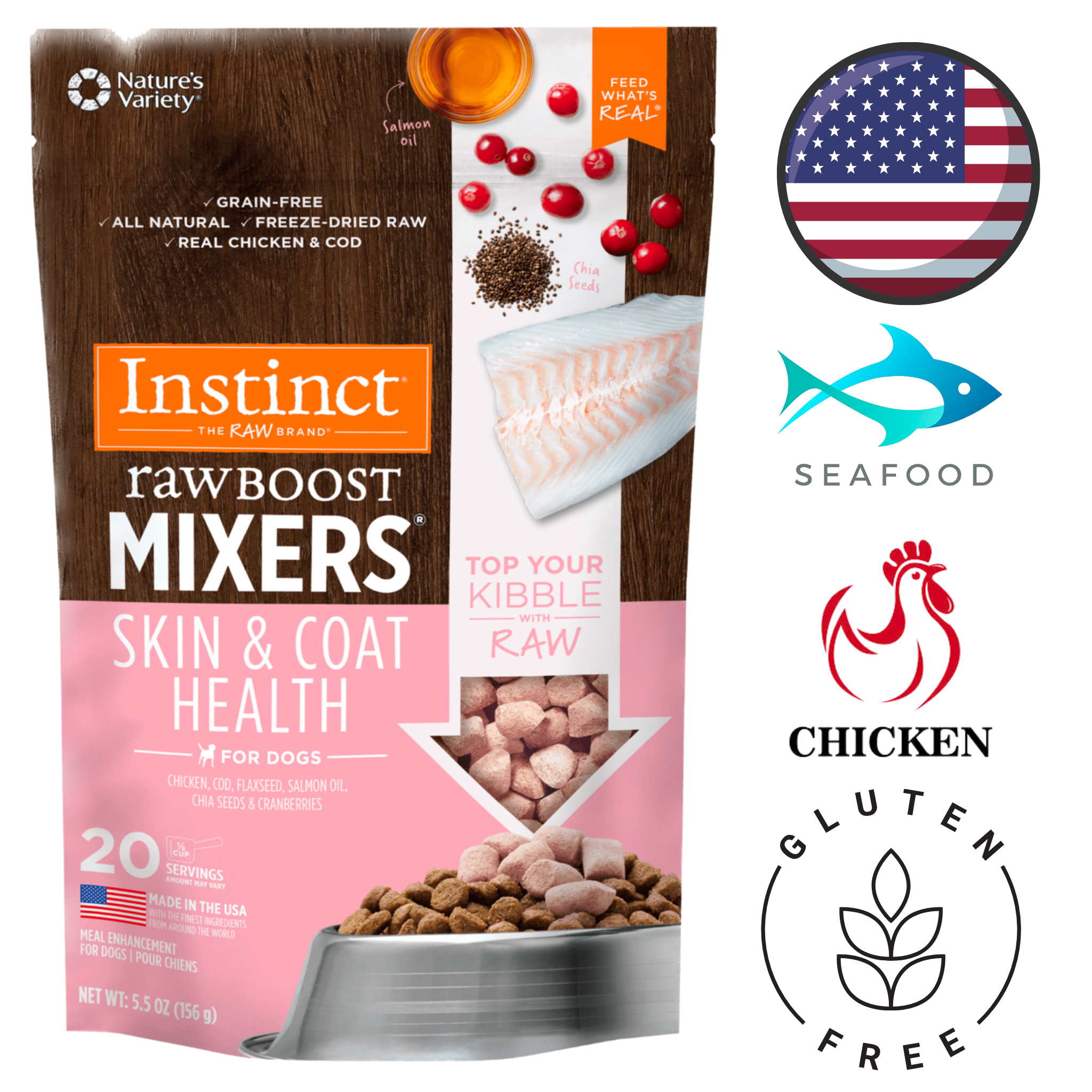 Instinct Raw - Boost Mixers Skin And Coat Health Freeze Dried Dog Food Topper
