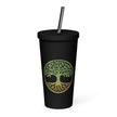 Insulated tumbler with a straw - Tree Of Life