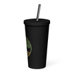 Insulated tumbler with a straw - Tree Of Life