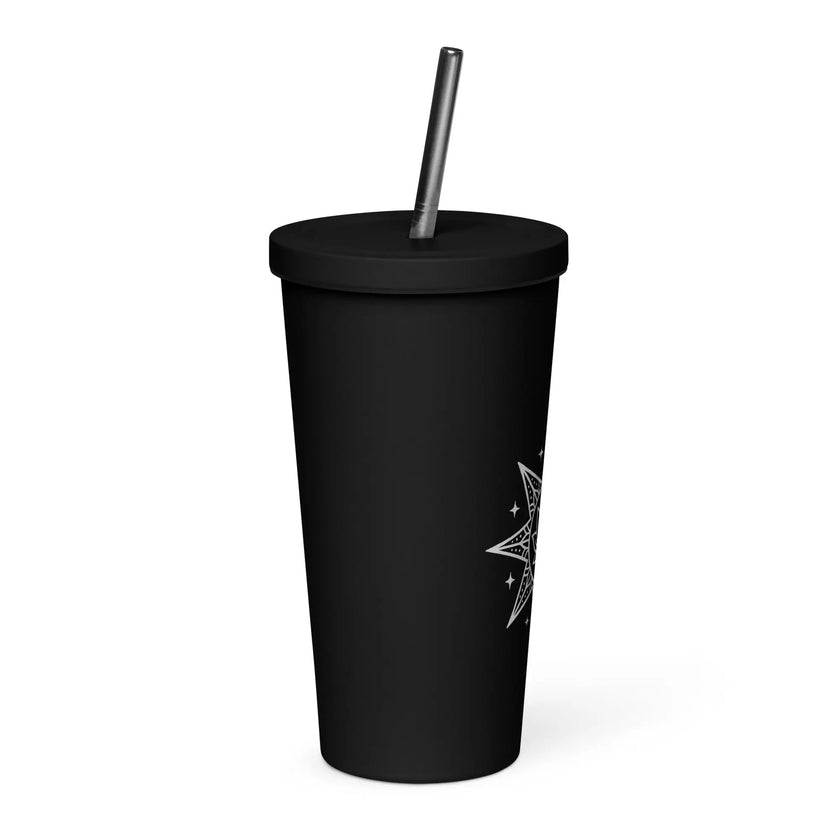 Insulated tumbler with a straw - Star Mandela