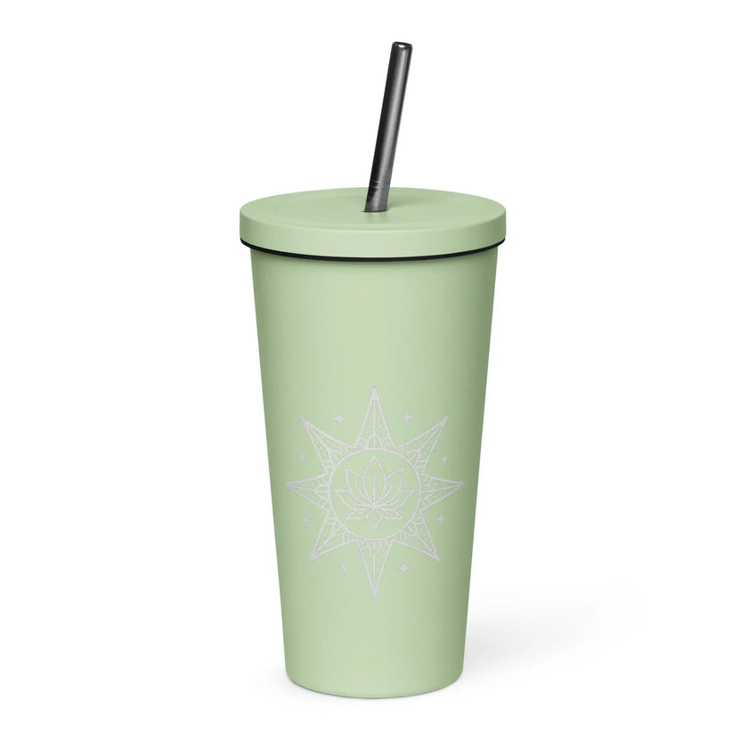 Insulated tumbler with a straw - Star Mandela