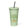 Insulated tumbler with a straw - Tree Of Life