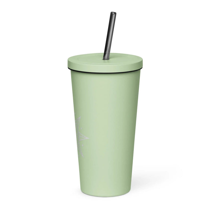Insulated tumbler with a straw - Star Mandela