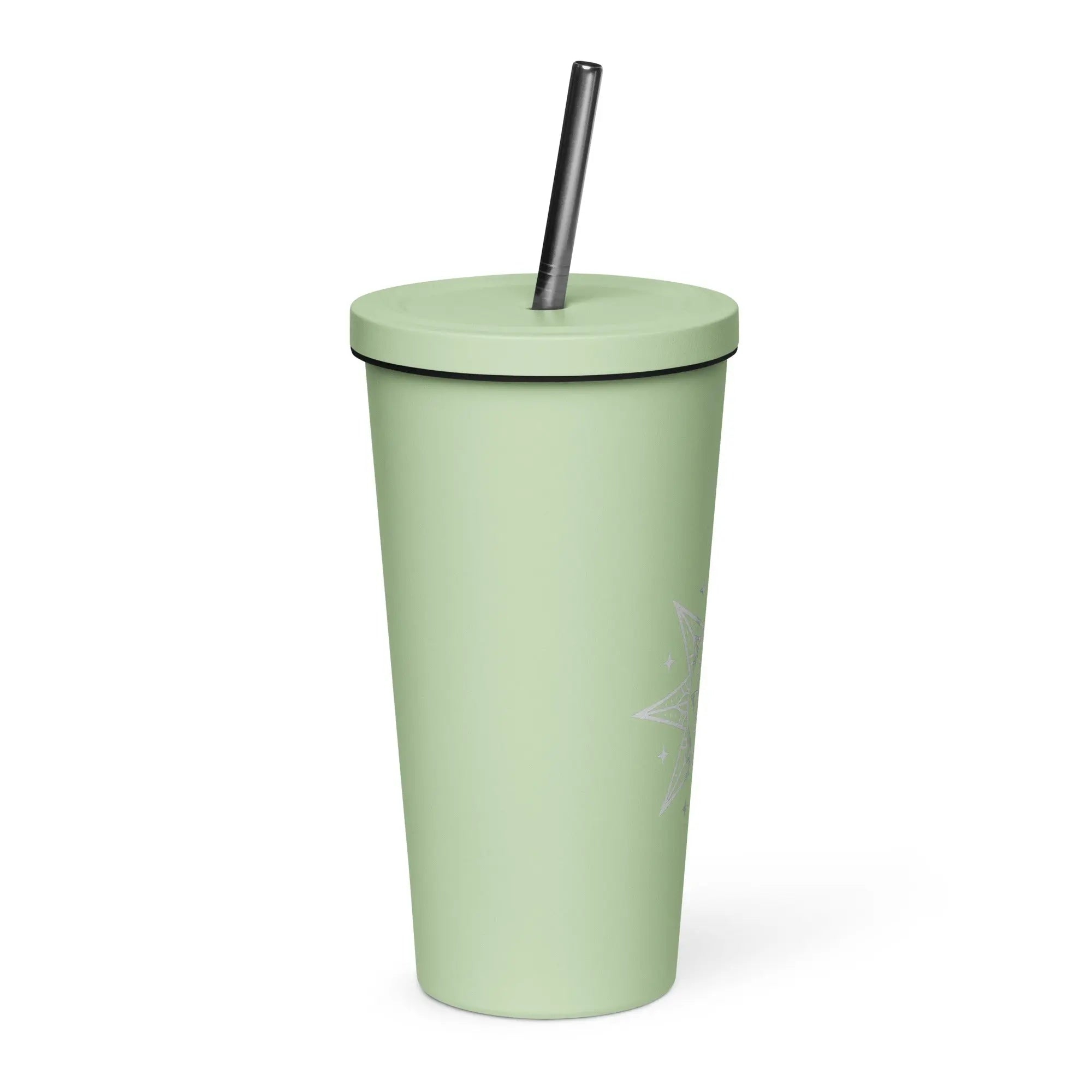 Insulated tumbler with a straw - Star Mandela