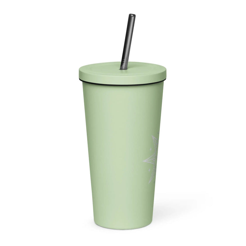 Insulated tumbler with a straw - Star Mandela