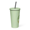 Insulated tumbler with a straw - Tree Of Life