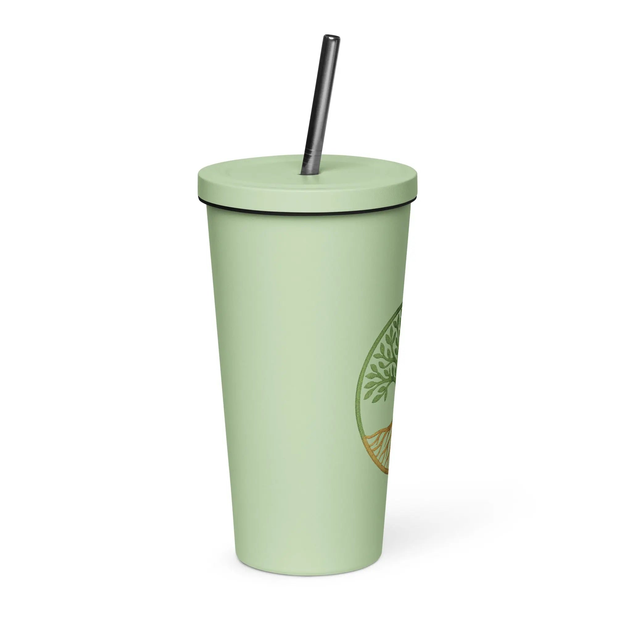 Insulated tumbler with a straw - Tree Of Life