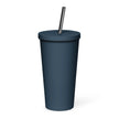 Insulated tumbler with a straw - Tree Of Life
