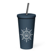 Insulated tumbler with a straw - Star Mandela