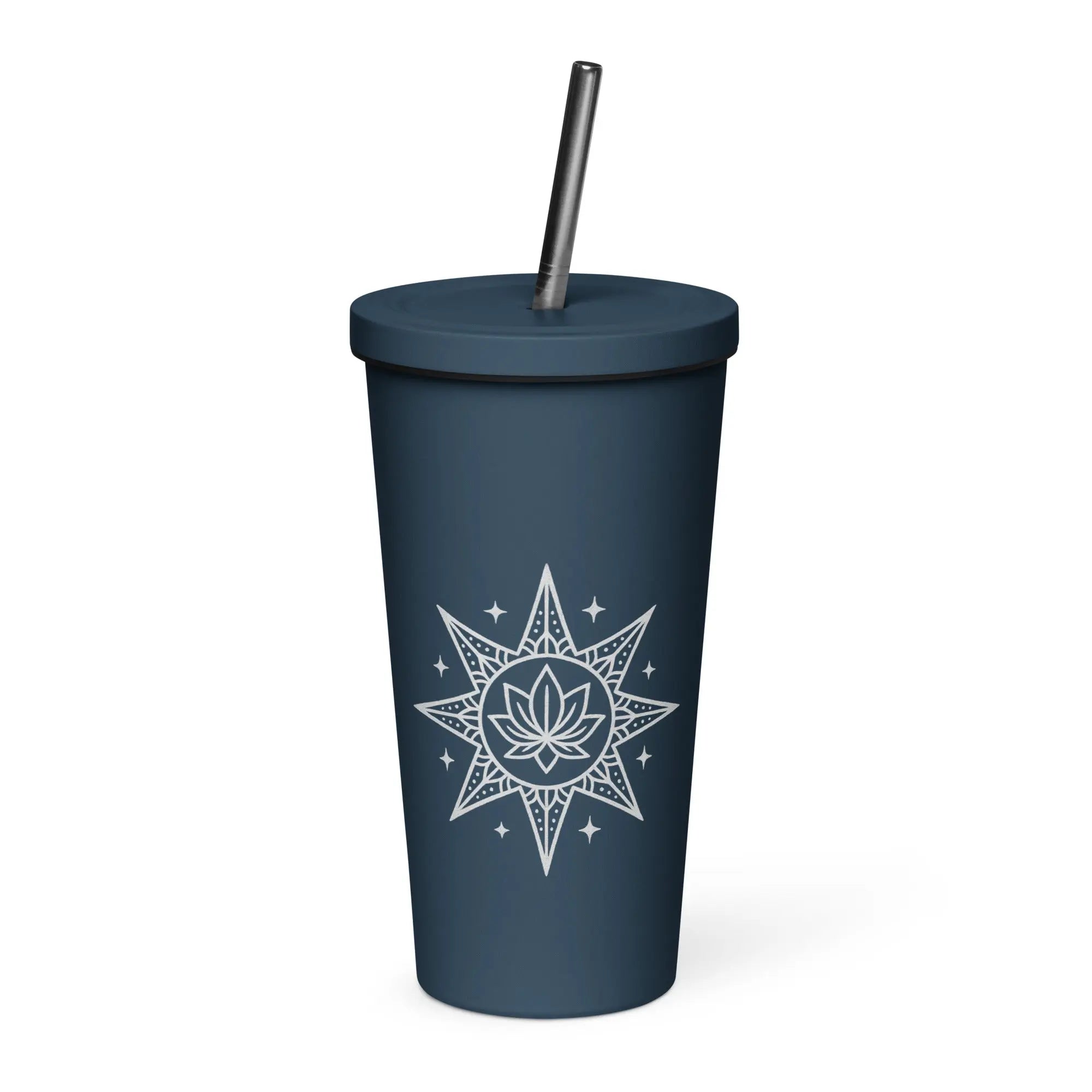 Insulated tumbler with a straw - Star Mandela
