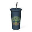 Insulated tumbler with a straw - Tree Of Life