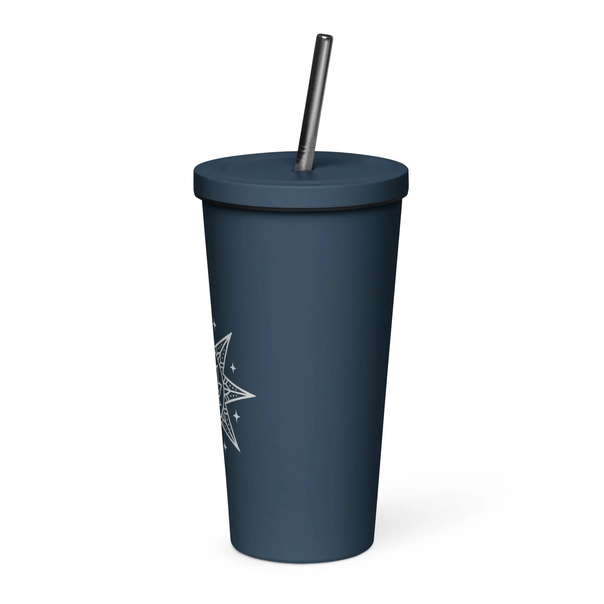 Insulated tumbler with a straw - Star Mandela
