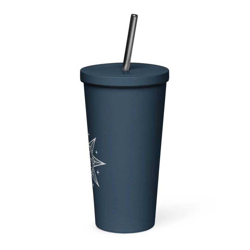 Insulated tumbler with a straw - Star Mandela