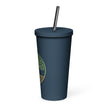 Insulated tumbler with a straw - Tree Of Life