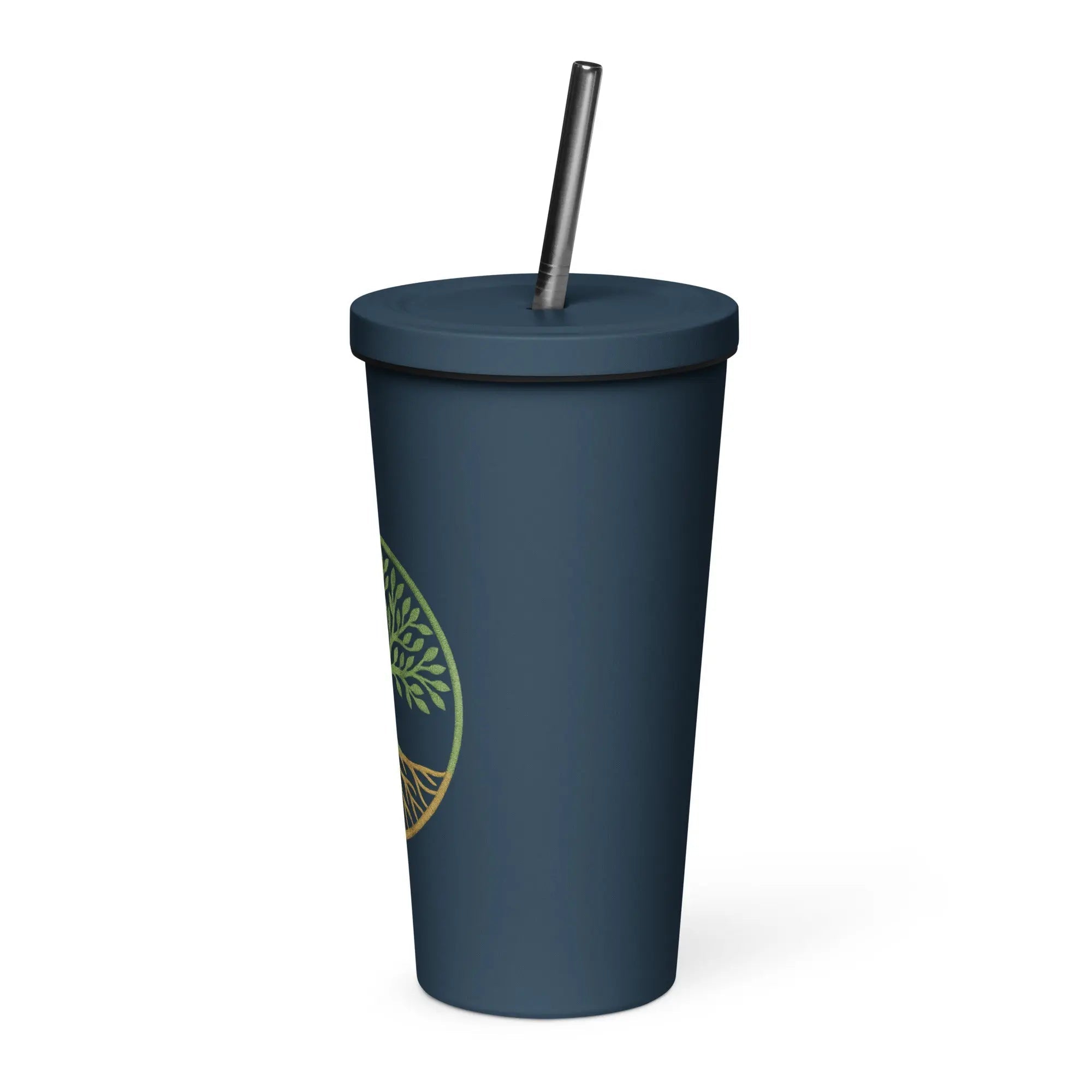 Insulated tumbler with a straw - Tree Of Life