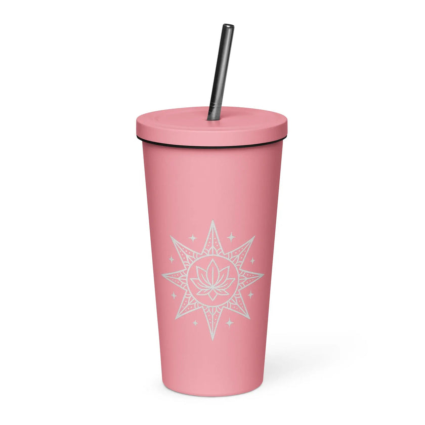 Insulated tumbler with a straw - Star Mandela