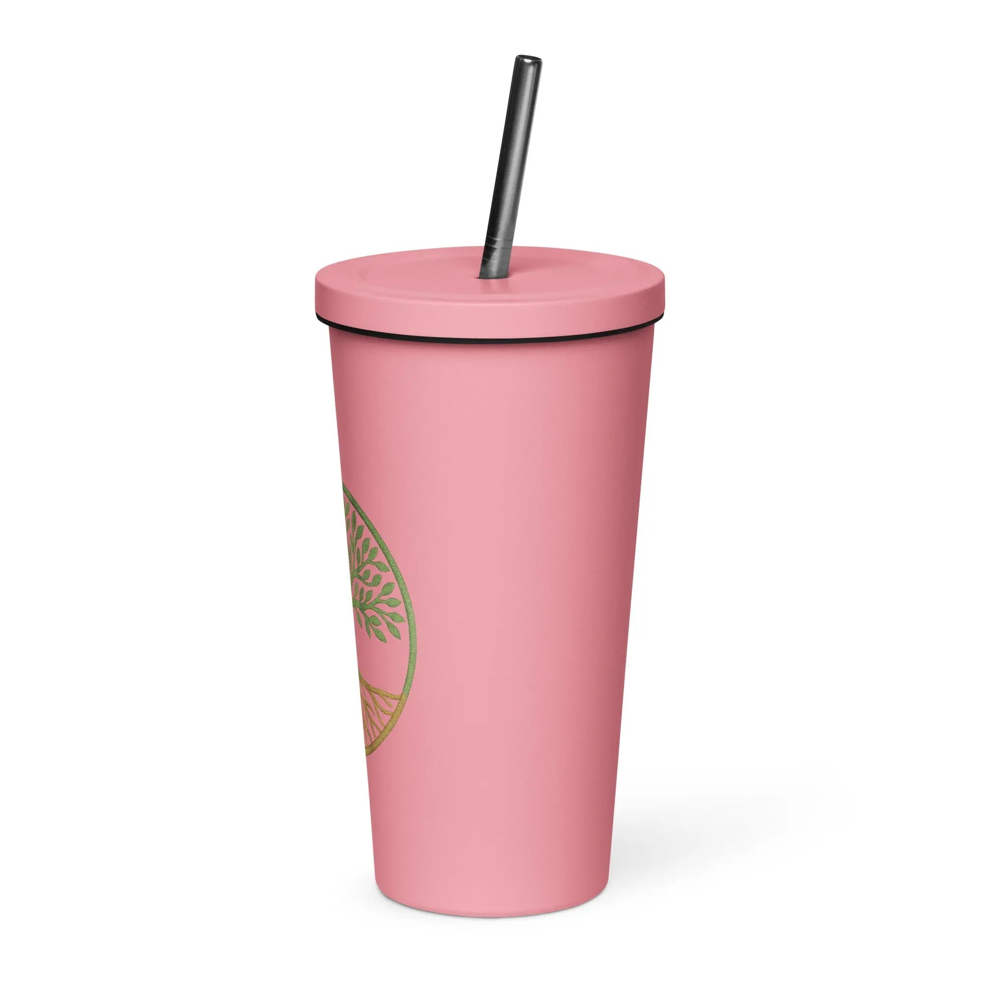 Insulated tumbler with a straw - Tree Of Life