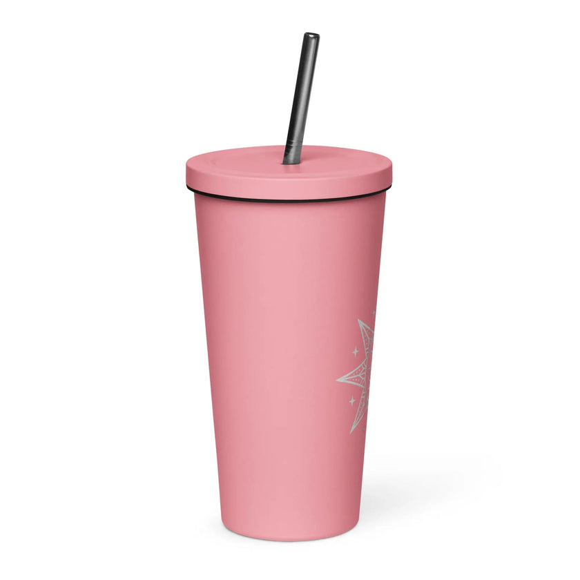 Insulated tumbler with a straw - Star Mandela