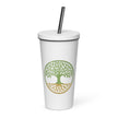 Insulated tumbler with a straw - Tree Of Life
