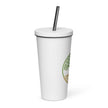 Insulated tumbler with a straw - Tree Of Life