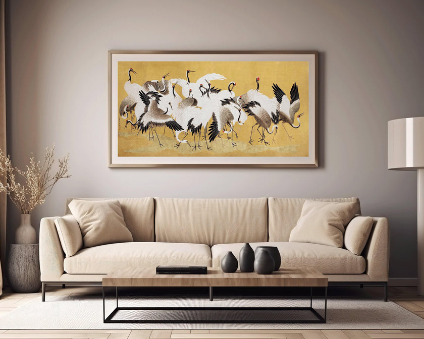 Ishida Yutei Cranes Art: Vintage Japanese Panoramic Giclee Print