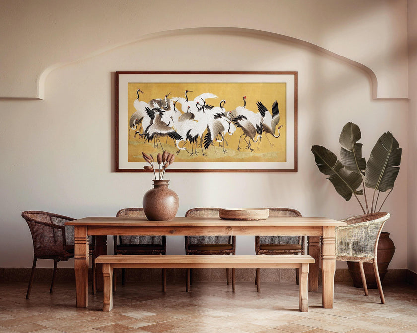 Ishida Yutei Cranes Art: Vintage Japanese Panoramic Giclee Print