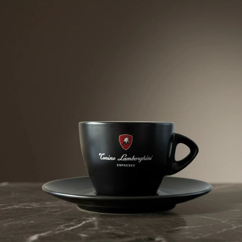 Italian Coffee Cup and Saucer - Black Collection
