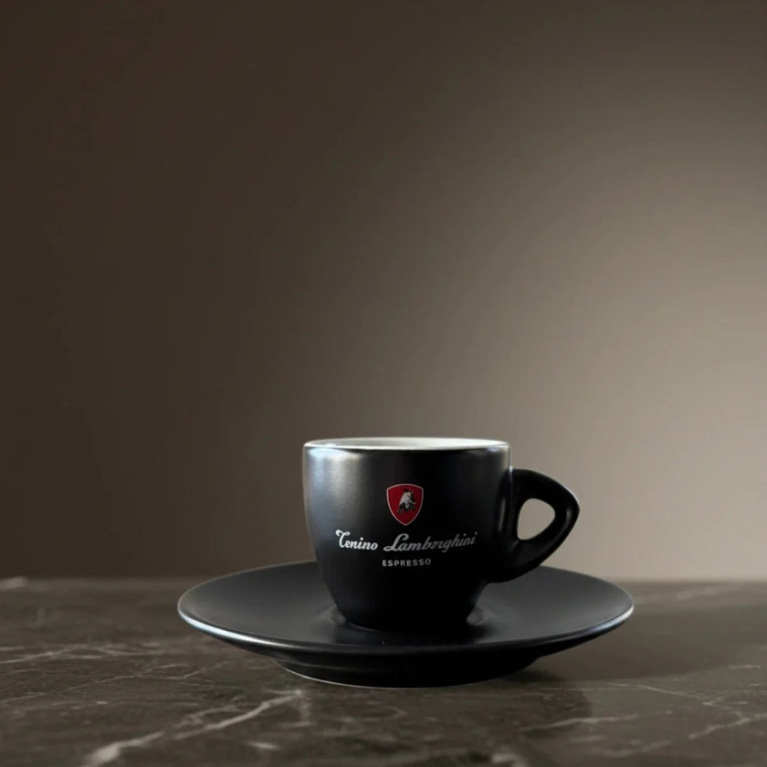 Italian Coffee Cup and Saucer - Black Collection