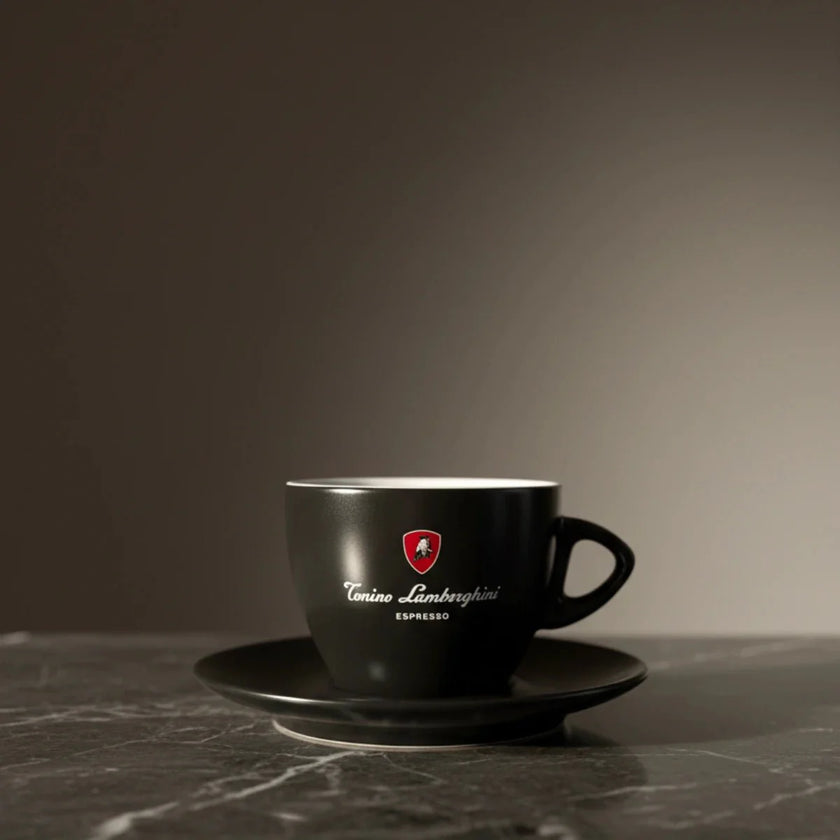 Italian Coffee Cup and Saucer - Black Collection
