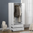 Briar Modern Wardrobe Closet with 2 Drawers and Hanging Rod-White