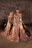 ONE SHOULDER GLITTER & TULLE GOWN