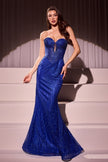 LONG STRAPLESS GLITTER DRESS