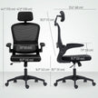 Owen Ergonomic Mesh Office Chair with High Back, Rotatable Headrest, Flip-Up Armrests and Lumbar Support-Black