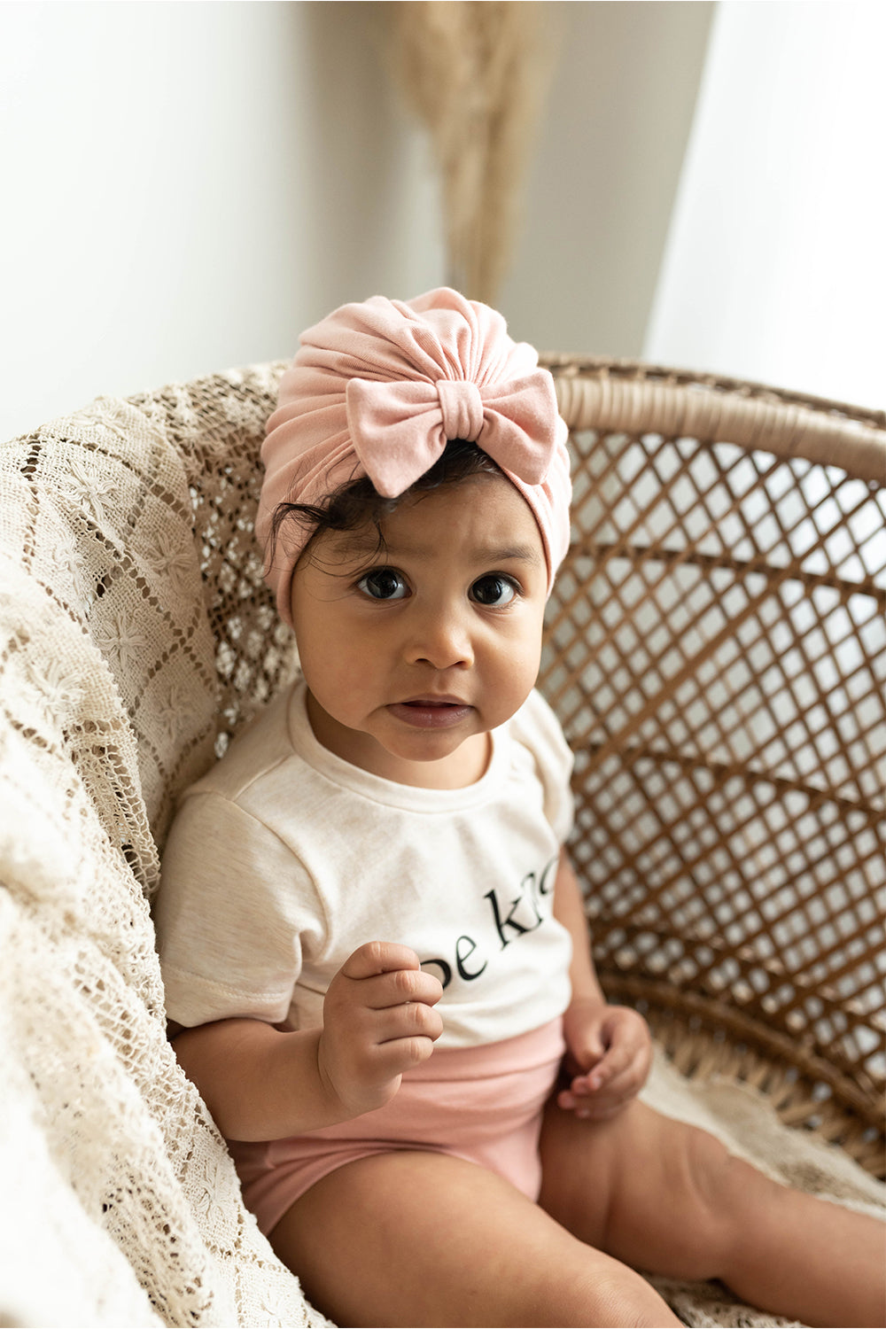 Chapeau Turban en Bambou | Rose Doux