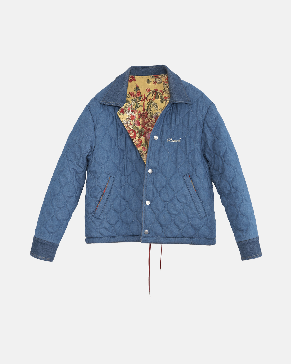 Blouson écourté réversible - velours côtelé fleuri S