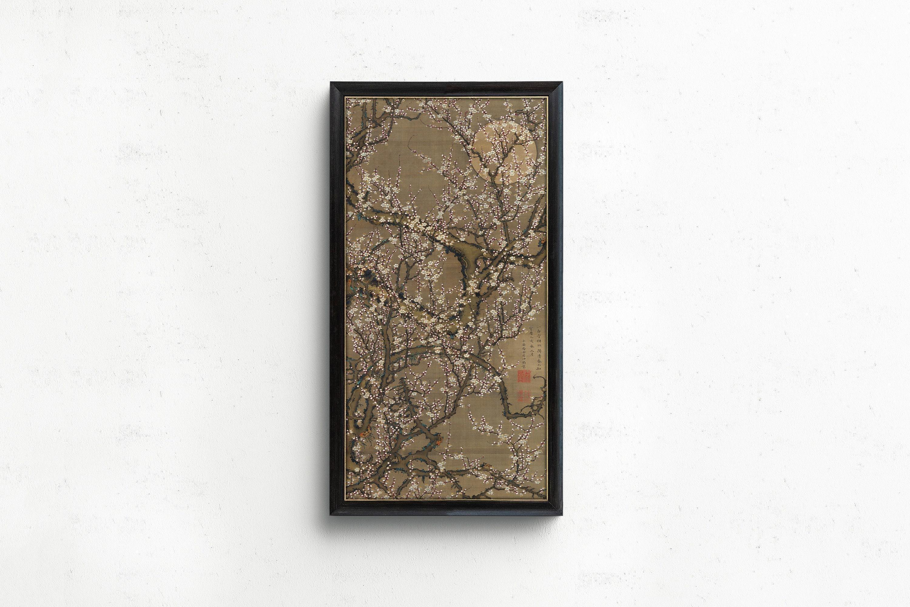 Jakuchu Ito White Plum Blossoms Giclee Print: Vintage Asian Botanical Art