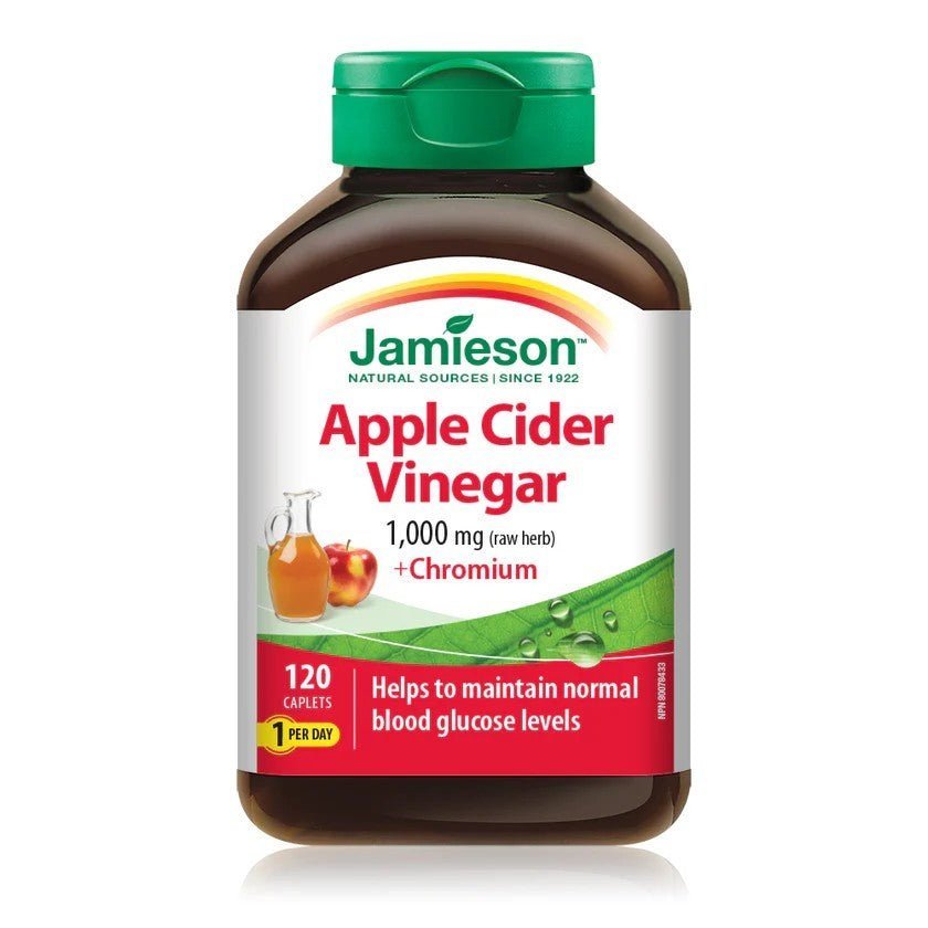 Apple Cider Vinegar - Normalize Blood Glucose 1000mg with Chromium (120 Caplets)