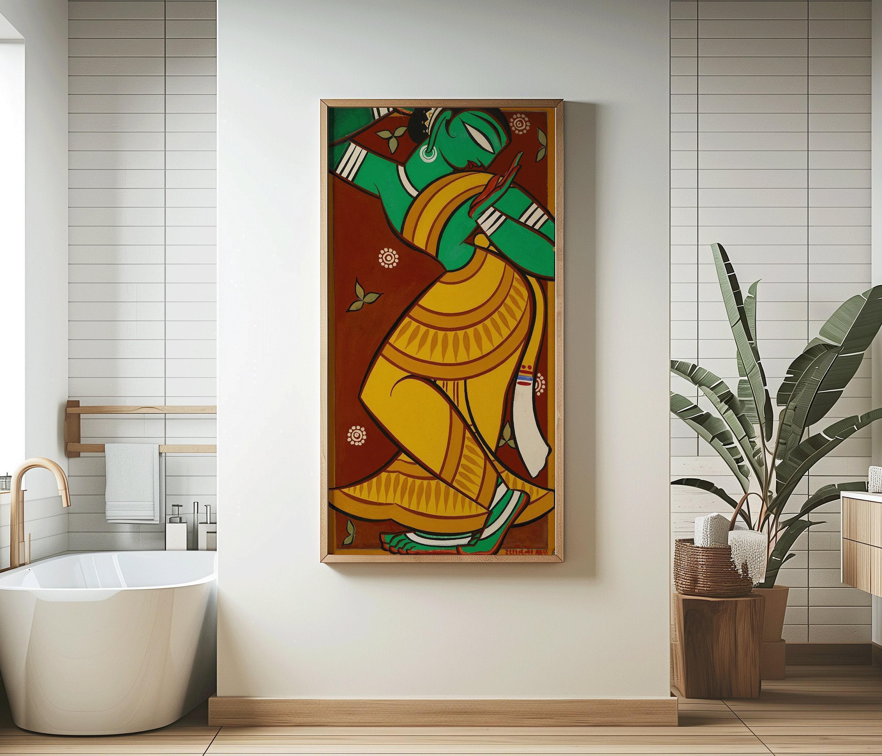 Jamini Roy Dancing Gopini Print: Vintage Indian Art (2x1)