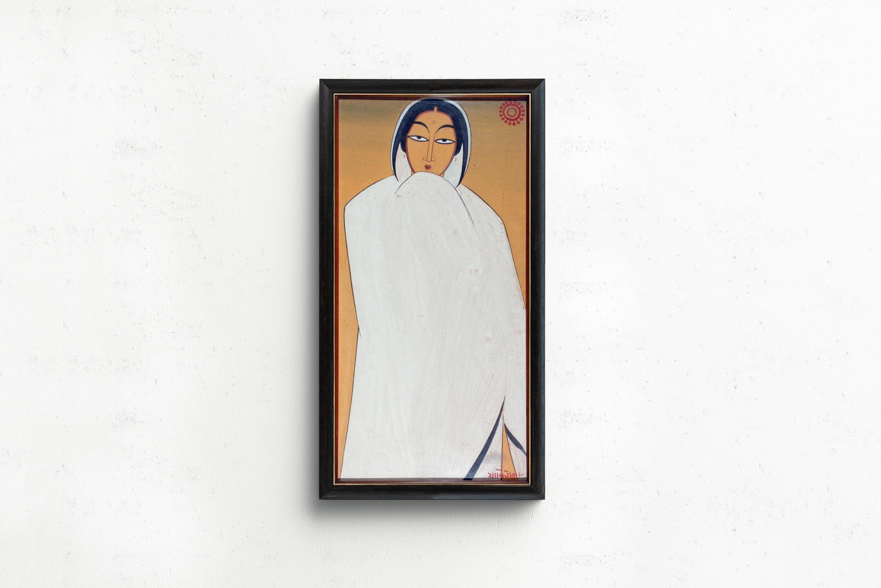 Jamini Roy Print: Bengali Woman Portrait, Vintage Indian Art
