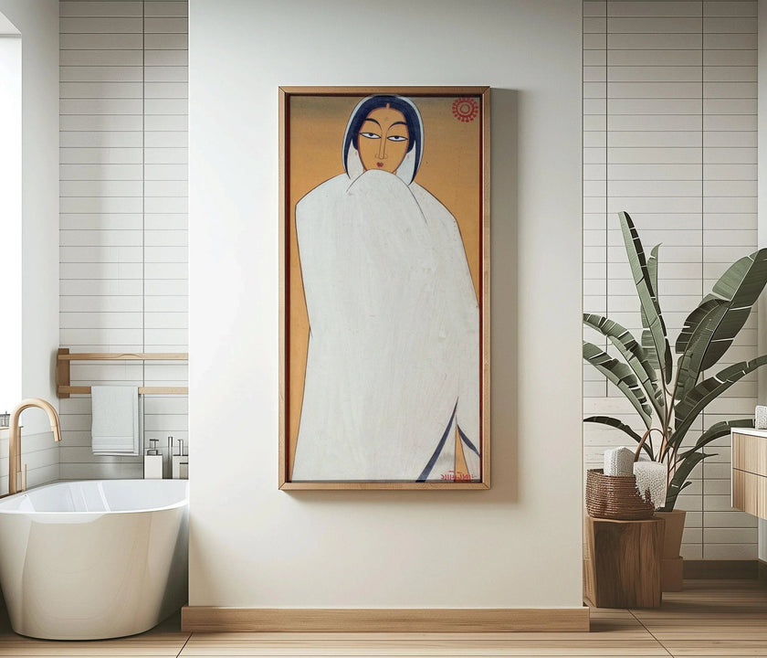 Jamini Roy Print: Bengali Woman Portrait, Vintage Indian Art