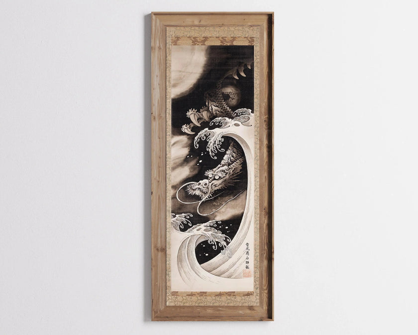 Japanese Dragon Art Print: Vintage Soga Sohaku Giclee Artwork